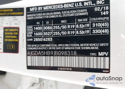 2018 Mercedes-Benz Gle 350 4Matic z USA, uszkodzony, nr VIN 4JGDA5HB9JB098318